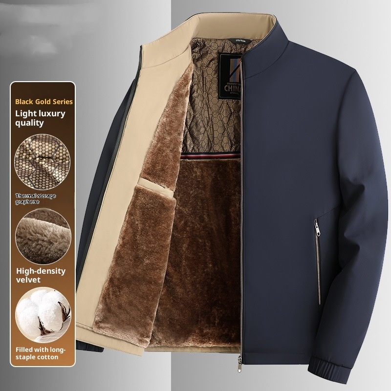 Men's Stand Collar Business Casual Middle-aged And Elderly Dad Jacket - Image 5