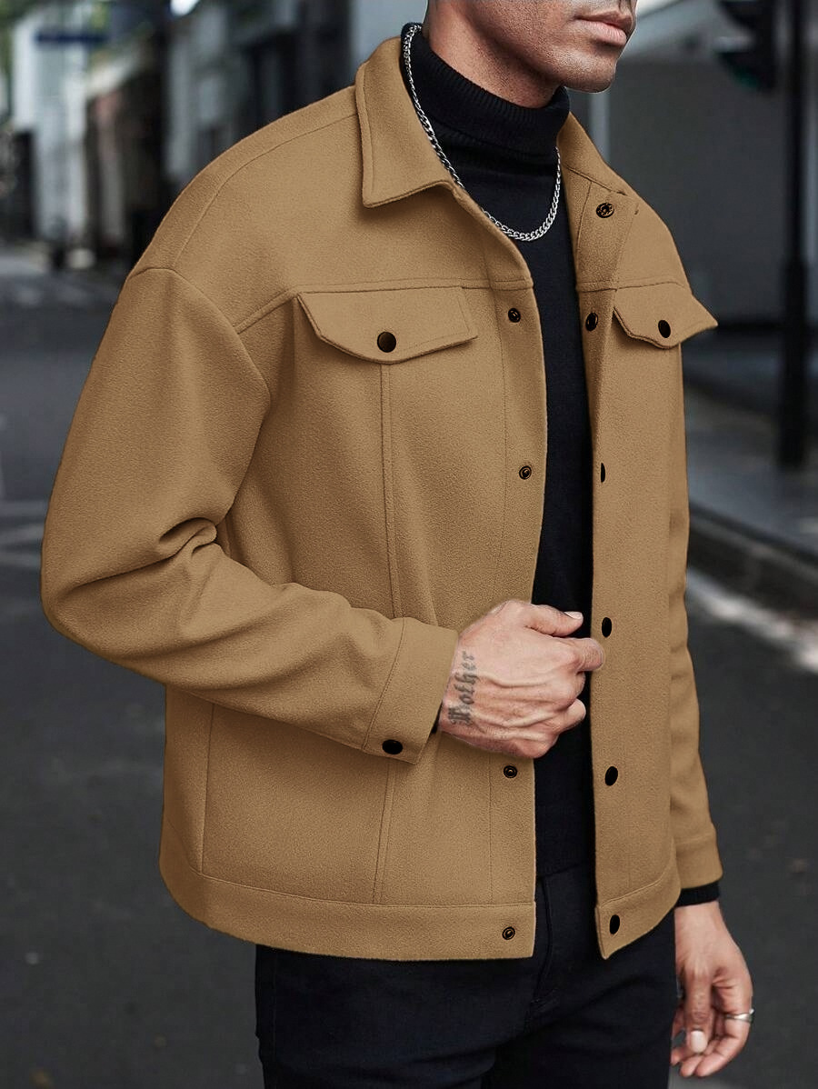Lapel Woolen New Men's Casual Sports Jacket - Image 2