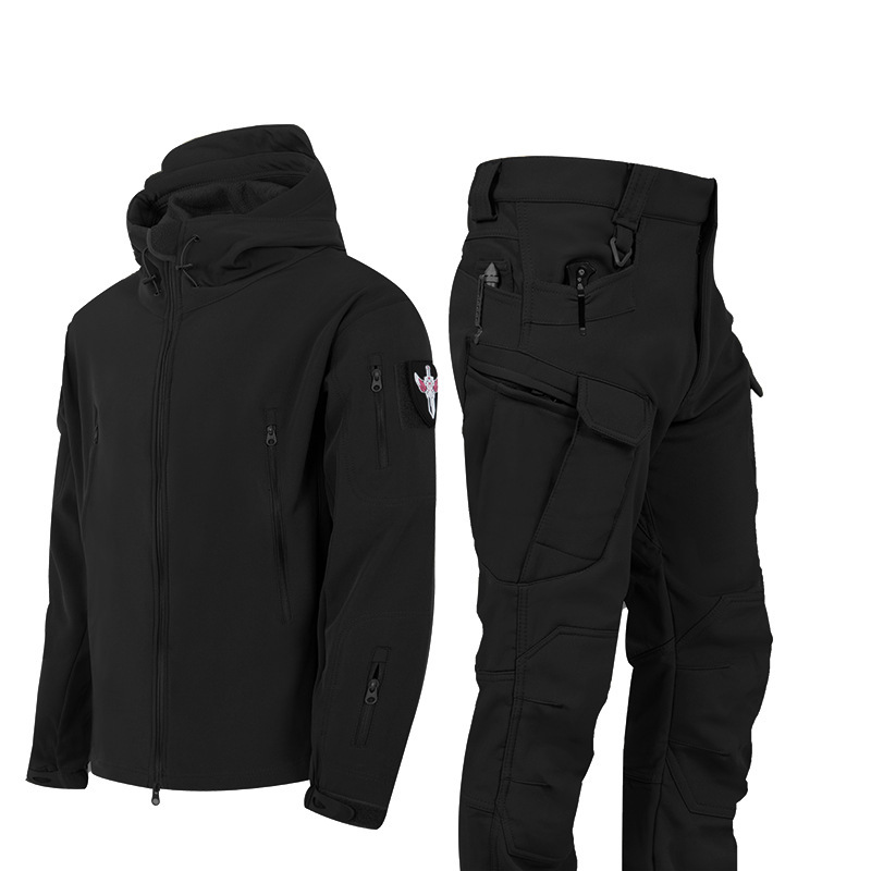 Ruins Russian Camouflage Shark Skin Shell Jacket Suit Fleece-lined Waterproof Tactical Suit - Image 8