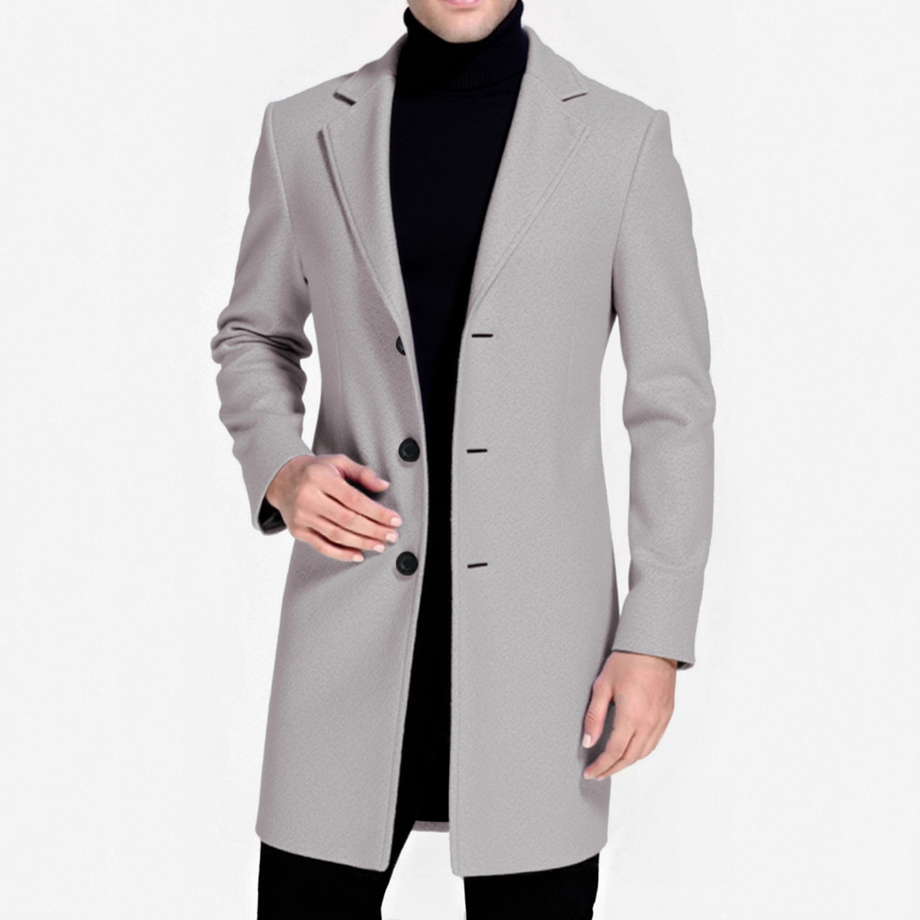 Everyday Commuter Style Lightweight Wrinkle-resistant No-iron Mid-length Trench Coat - Image 4