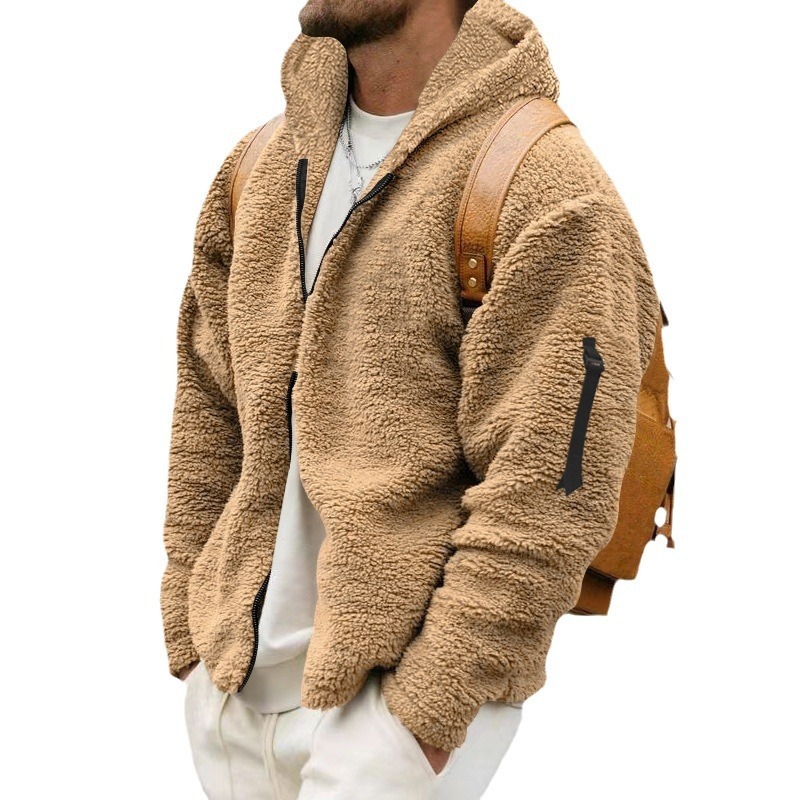 Men's Double-sided Polar Fleece Warm Hooded Zip-up Jacket - Image 7