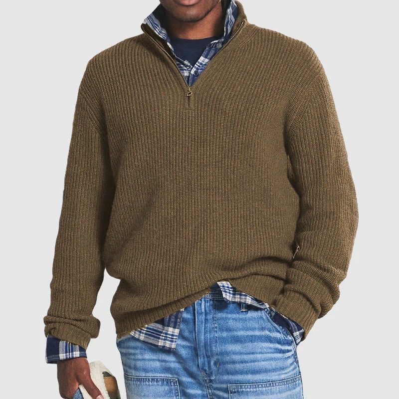 Foreign Trade Men's Business Casual Loose Zip Stand Collar Sweater - Image 8