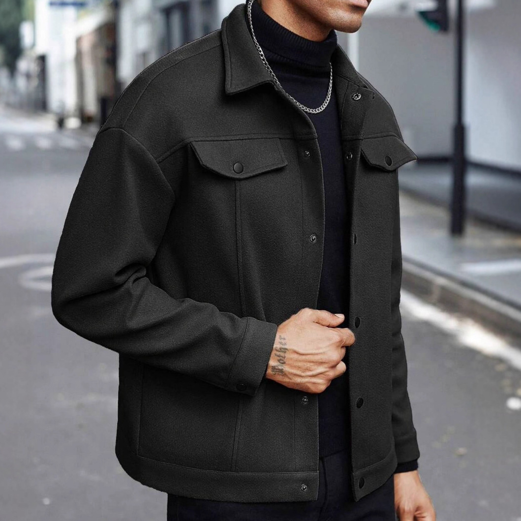 Lapel Woolen New Men's Casual Sports Jacket - Image 9