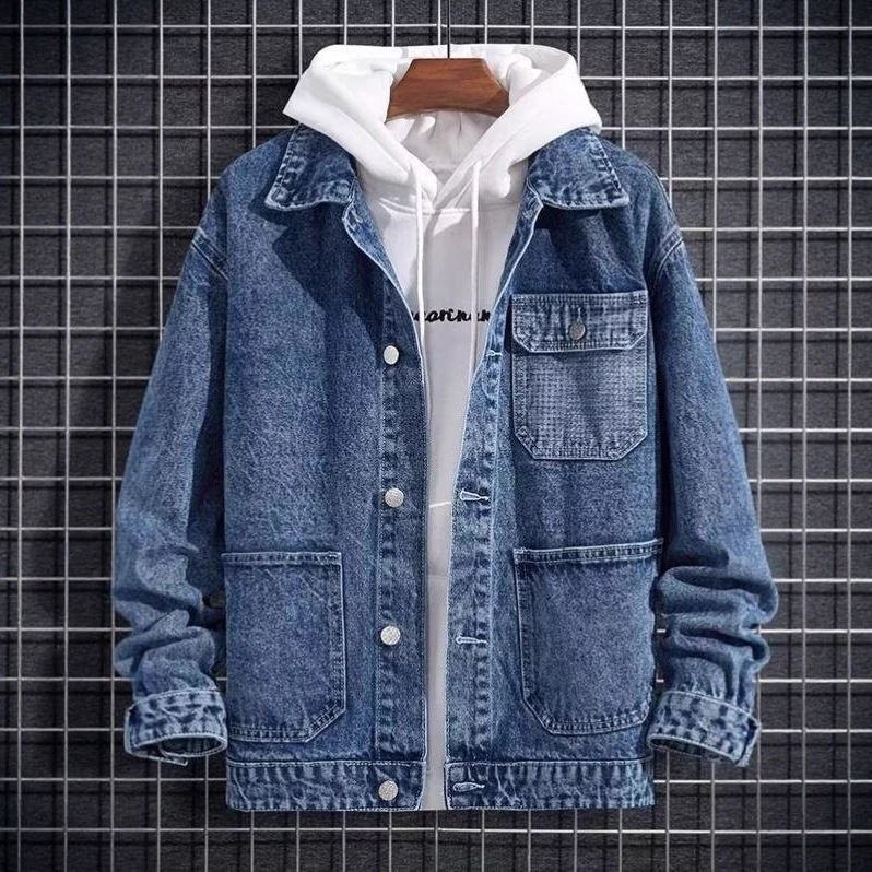 Spring New Arrival Mens Workwear Hooded Denim Jacket Coats - Image 3