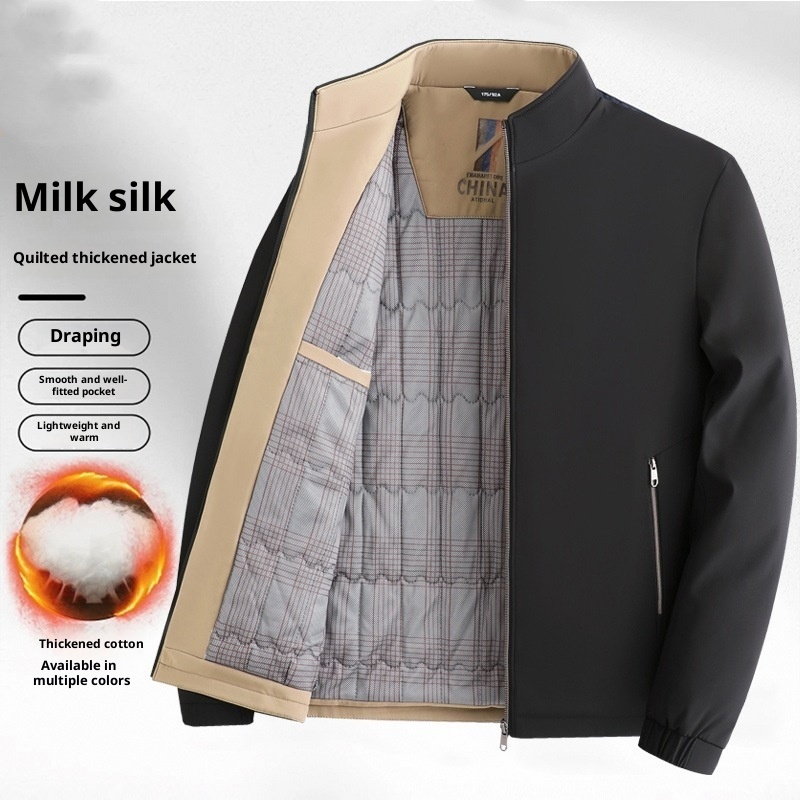Men's Stand Collar Business Casual Middle-aged And Elderly Dad Jacket - Image 3