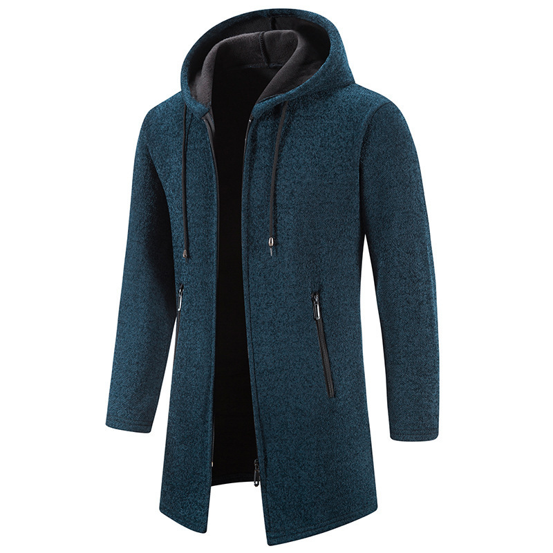 Men's Solid Color Casual Hooded Sweater Zipper Cardigan - Image 4