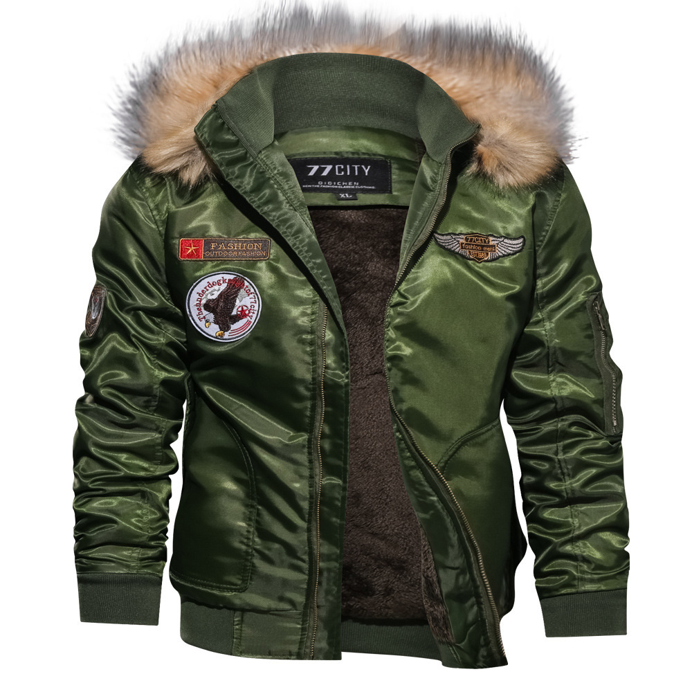 Men's Winter Flight Jacket Thickened Cotton Coat Air Force - Image 6