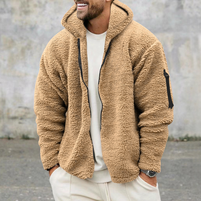 Men's Double-sided Polar Fleece Warm Hooded Zip-up Jacket - Image 4