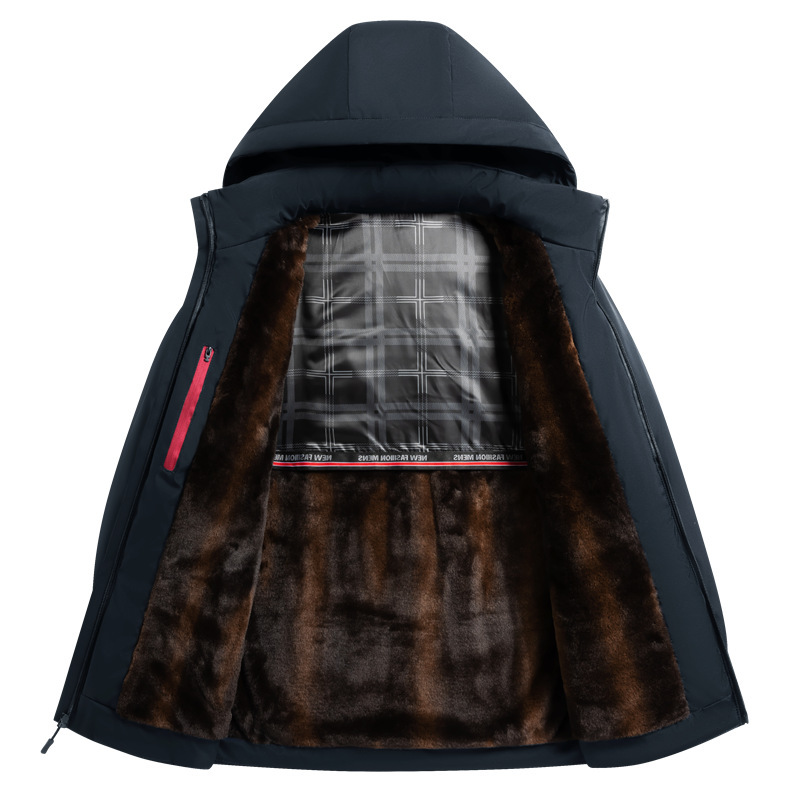 Dad Cotton Men Velvet Padded Thickened Coat - Image 7