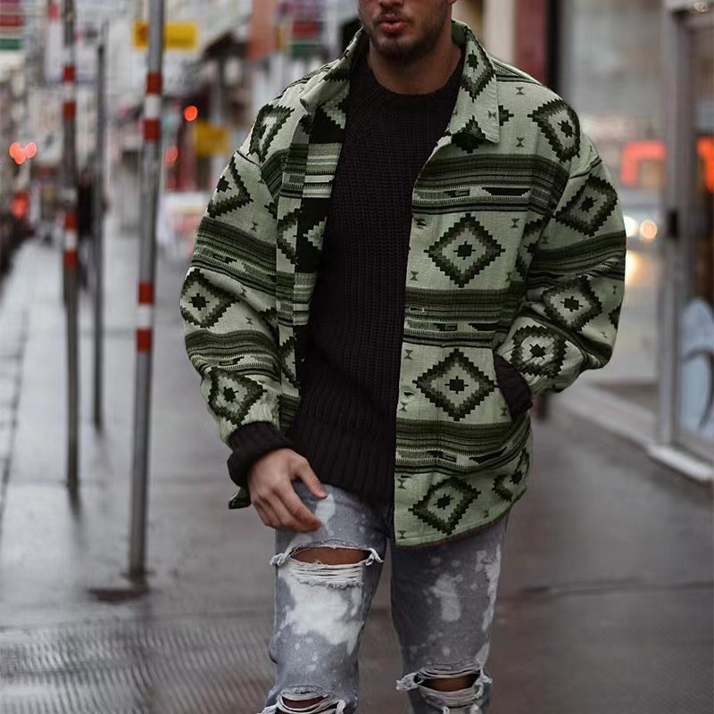 Autumn New Printed Geometric Pattern Lapel Breasted Jacket - Image 4