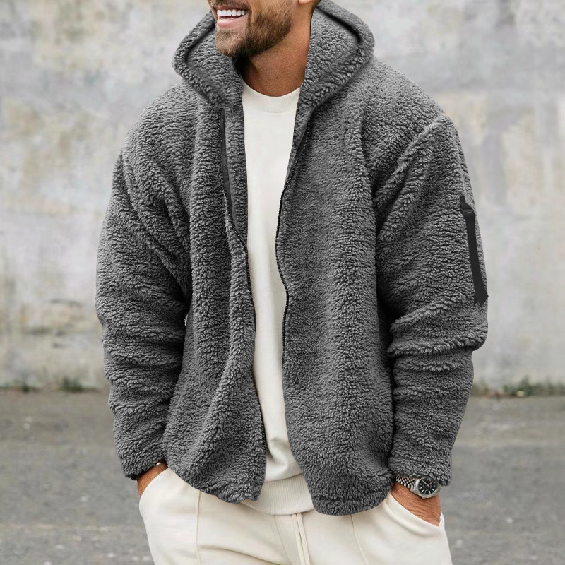 Men's Double-sided Polar Fleece Warm Hooded Zip-up Jacket - Image 6