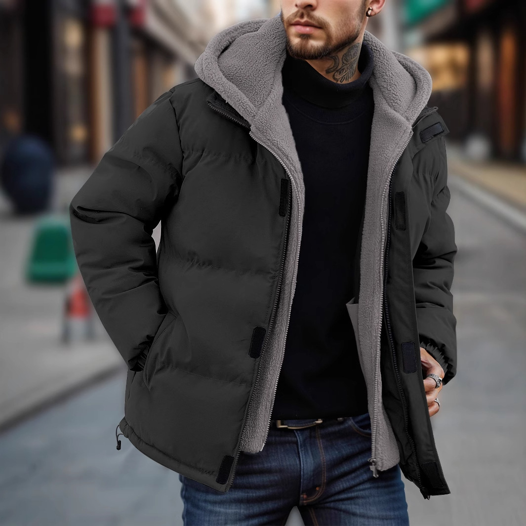 Men's Ski Thick Windproof Down Jacket Men's Fake 2-piece Cotton-padded Jacket - Image 7
