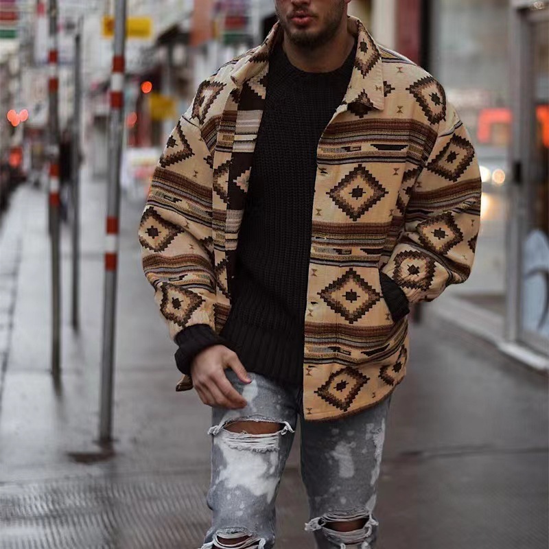 Autumn New Printed Geometric Pattern Lapel Breasted Jacket - Image 3