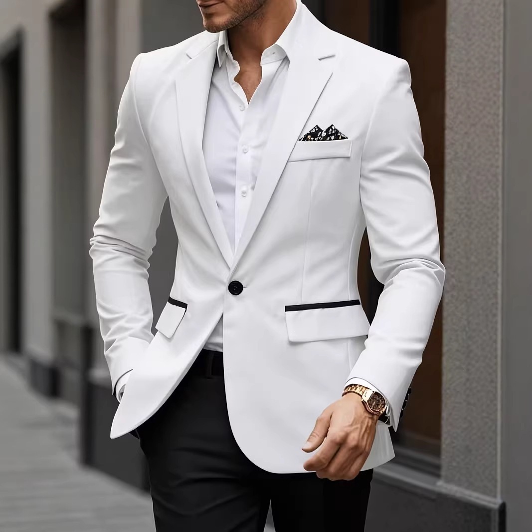 European-size Youth Business-Casual Color-Block Suit - Image 10