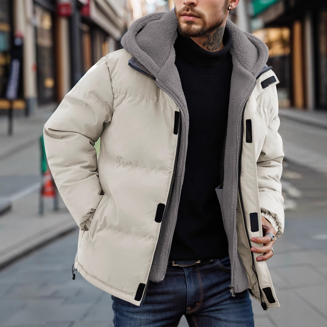 Men's Ski Thick Windproof Down Jacket Men's Fake 2-piece Cotton-padded Jacket - Image 6