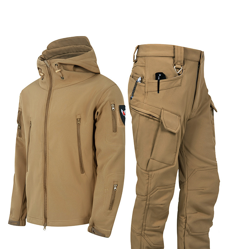 Ruins Russian Camouflage Shark Skin Shell Jacket Suit Fleece-lined Waterproof Tactical Suit - Image 10