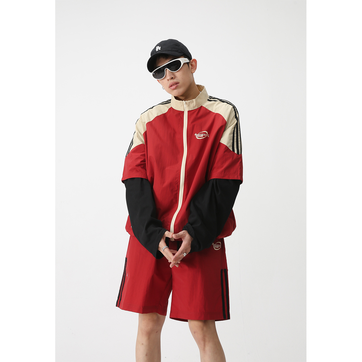 Men's New Casual Sports Style Contrast Set Shorts And Coat - Image 3