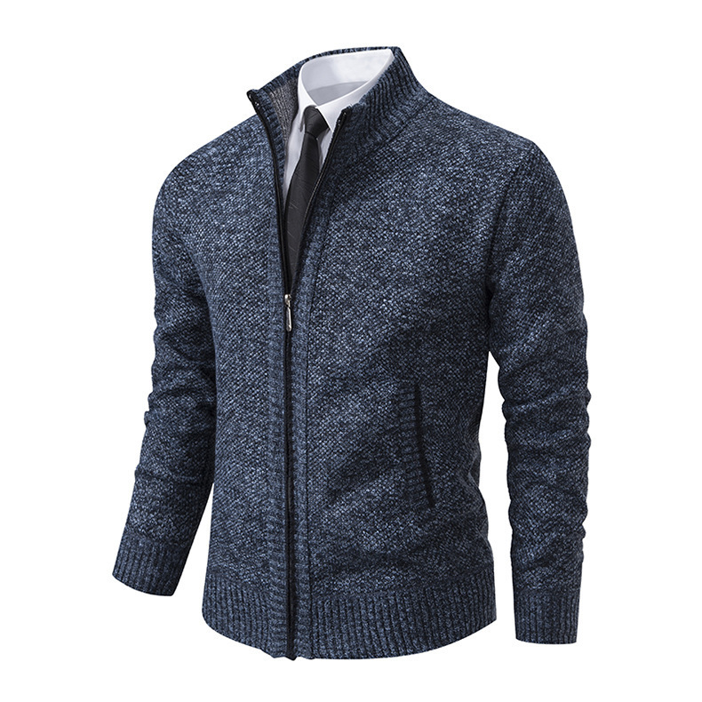 Autumn And Winter Warm Men's Casual Cardigan Stand-up Collar Sweater Coat Fashion - Image 10