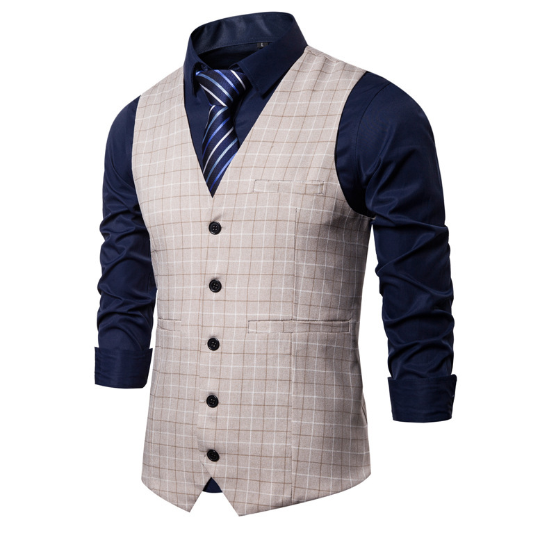 Men's Slim Fit Checkered Button Vest - Image 5