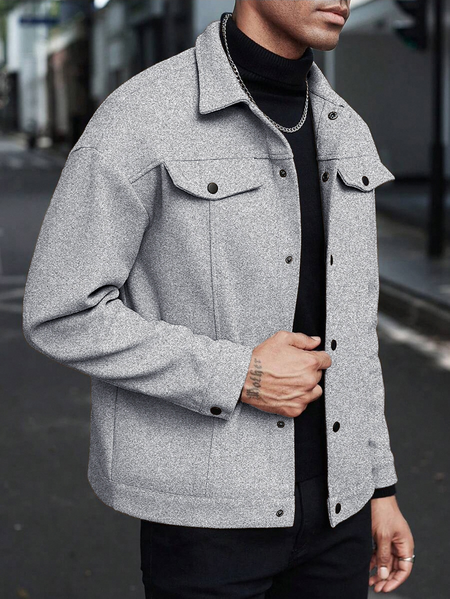 Lapel Woolen New Men's Casual Sports Jacket - Image 5