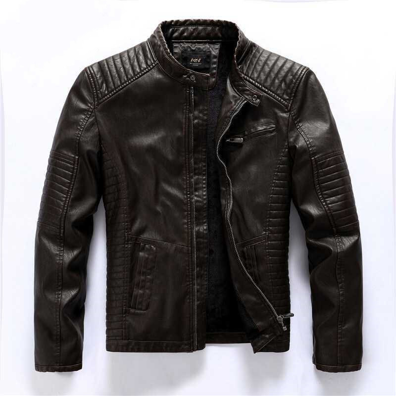 New Men's Motorcycle And Velvet Leather Jacket - Image 3