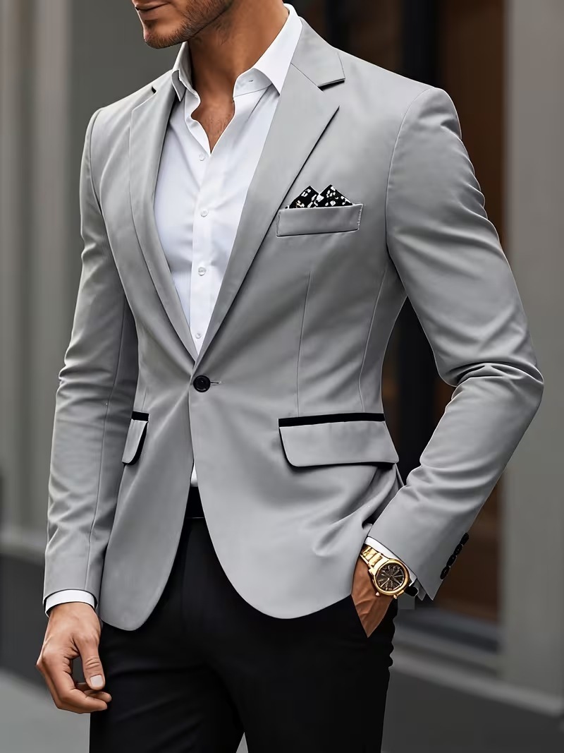 European-size Youth Business-Casual Color-Block Suit - Image 8