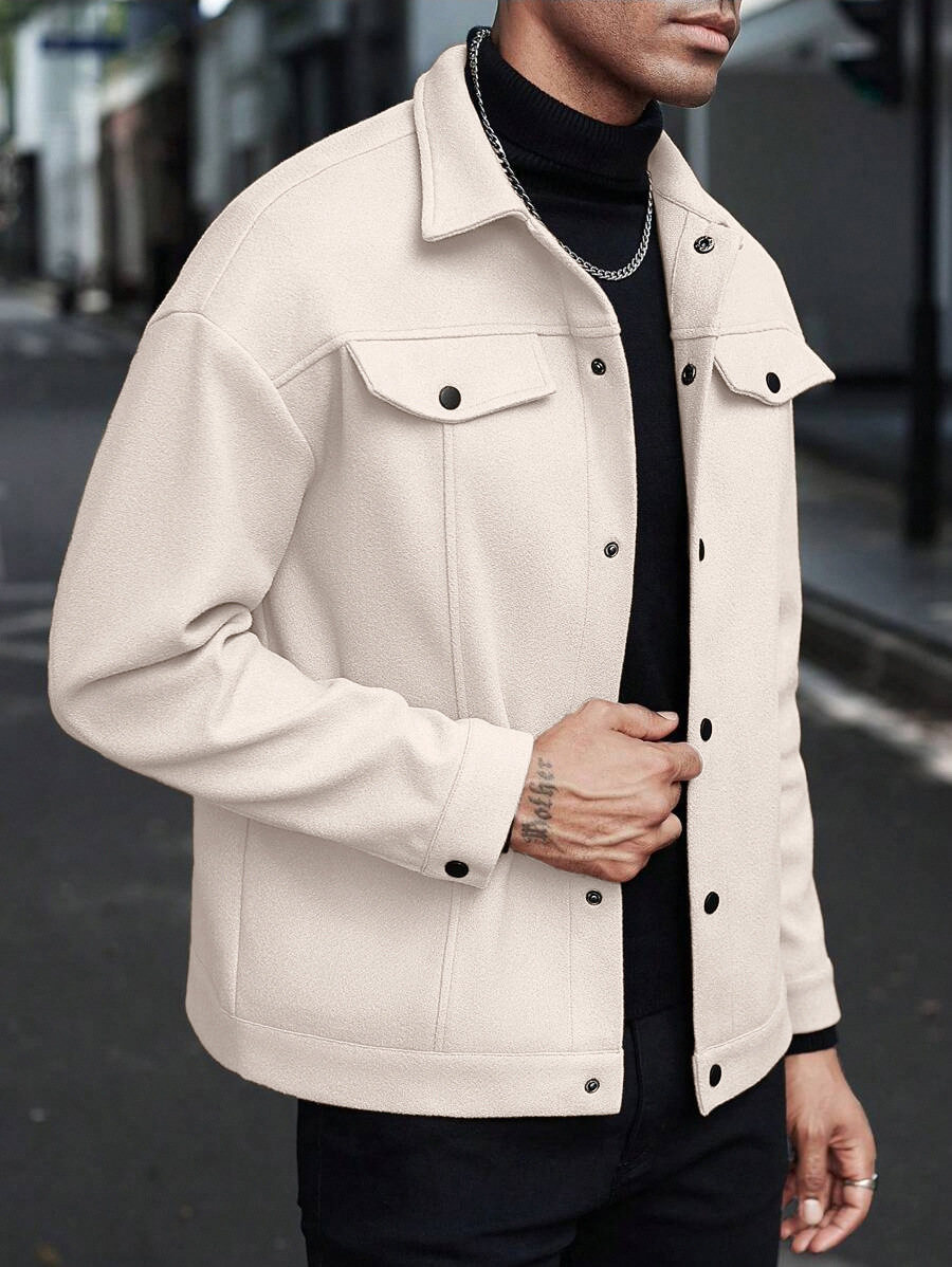 Lapel Woolen New Men's Casual Sports Jacket - Image 3