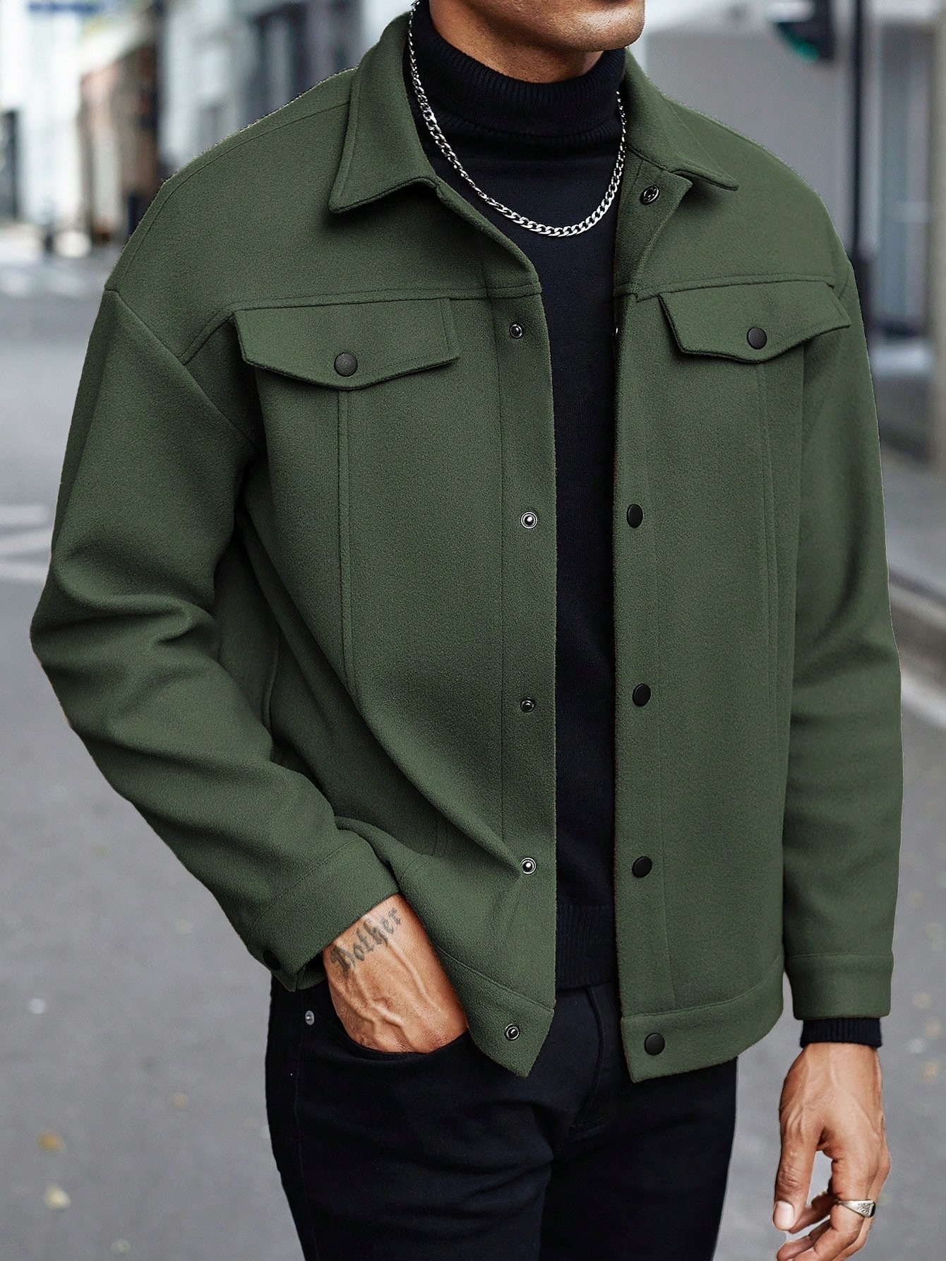 Lapel Woolen New Men's Casual Sports Jacket - Image 4