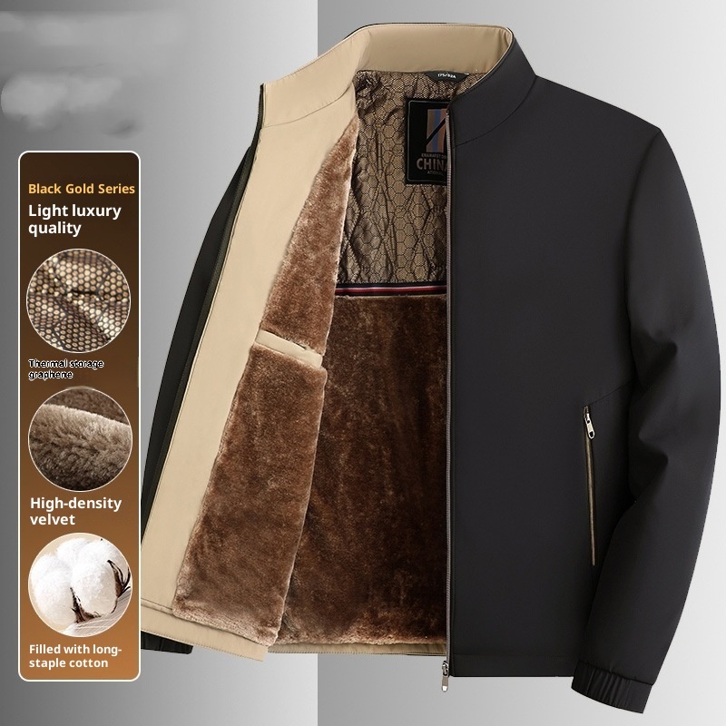 Men's Stand Collar Business Casual Middle-aged And Elderly Dad Jacket - Image 2