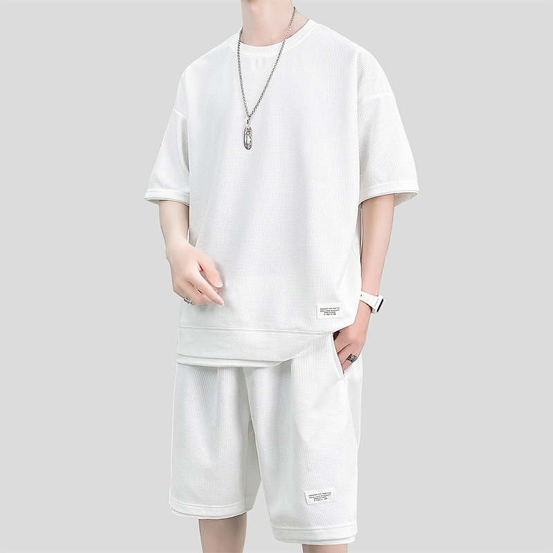 Waffle Sports Suit Men's Top And Shorts Two-piece Set - Image 8
