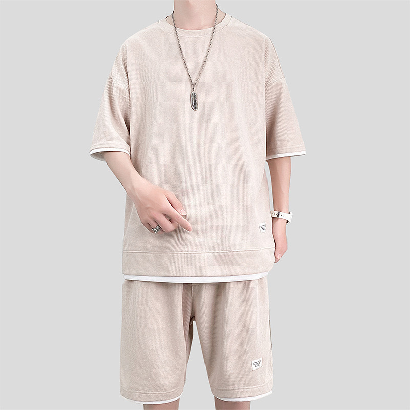 Waffle Sports Suit Men's Top And Shorts Two-piece Set - Image 7