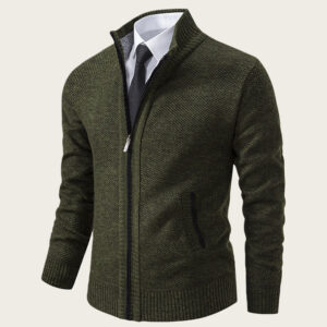 Autumn And Winter Warm Men's Casual Cardigan Stand-up Collar Sweater Coat Fashion