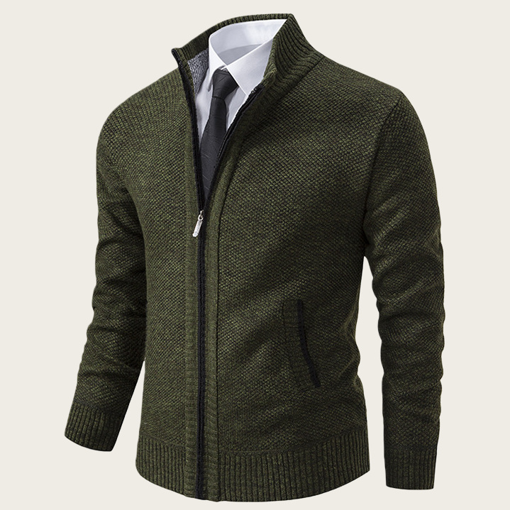 Autumn And Winter Warm Men's Casual Cardigan Stand-up Collar Sweater Coat Fashion
