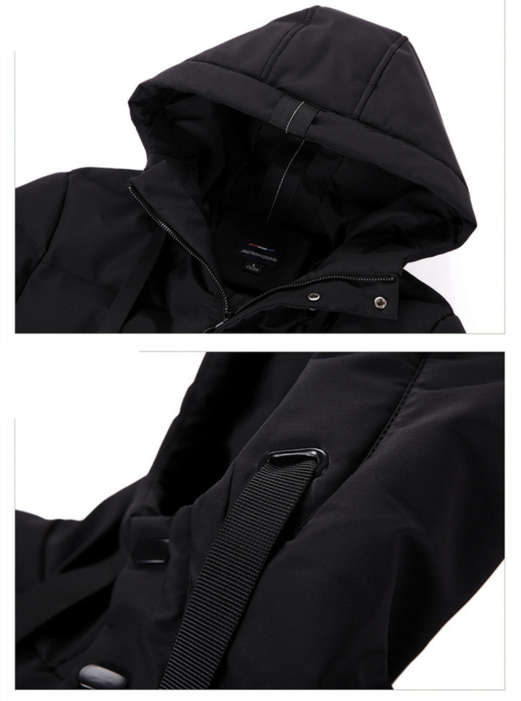Winter New Men's Hooded Mid-length Down Cotton-padded Jacket - Image 3