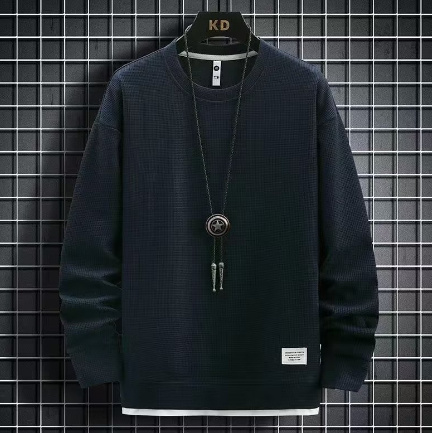 Waffle Casual Sports Round Neck Sweater - Image 6