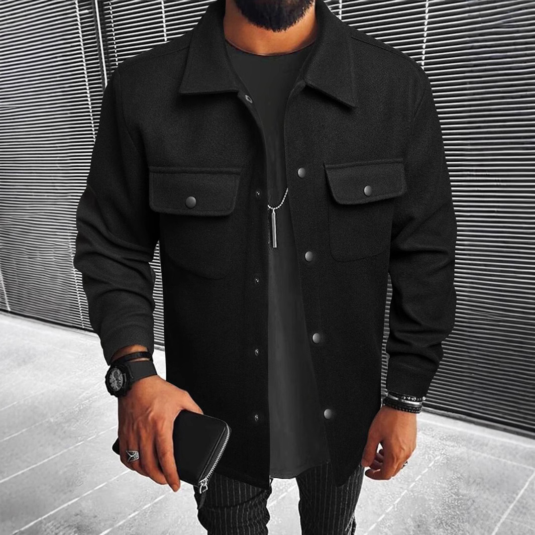 New Mens Button-front Overcoat With Flap Pockets - Image 4