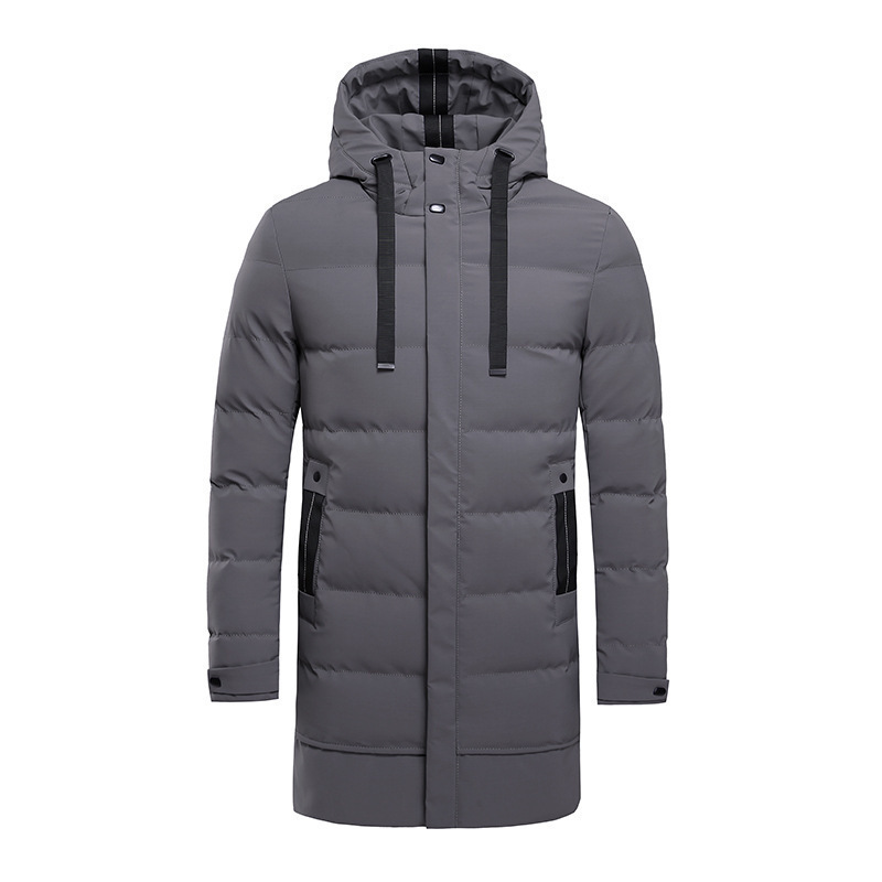 Winter New Men's Hooded Mid-length Down Cotton-padded Jacket - Image 2