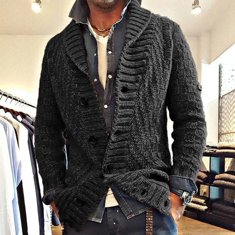 Thickened Long-Sleeved Slim Brown Lapel Cardigan Jacket - Image 6