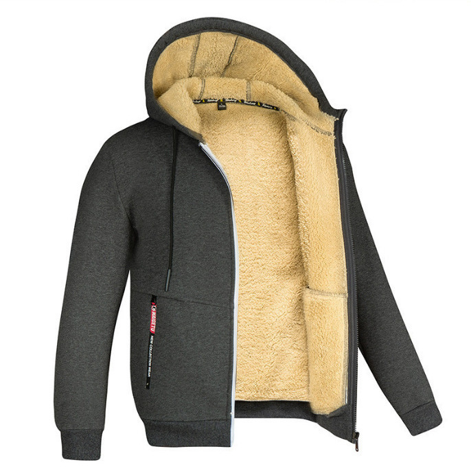 Lamb Fleece Thickened Sports Casual Thickened Hooded Jacket - Image 3