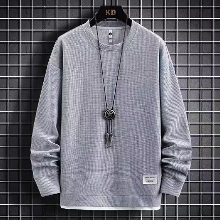 Waffle Casual Sports Round Neck Sweater - Image 8