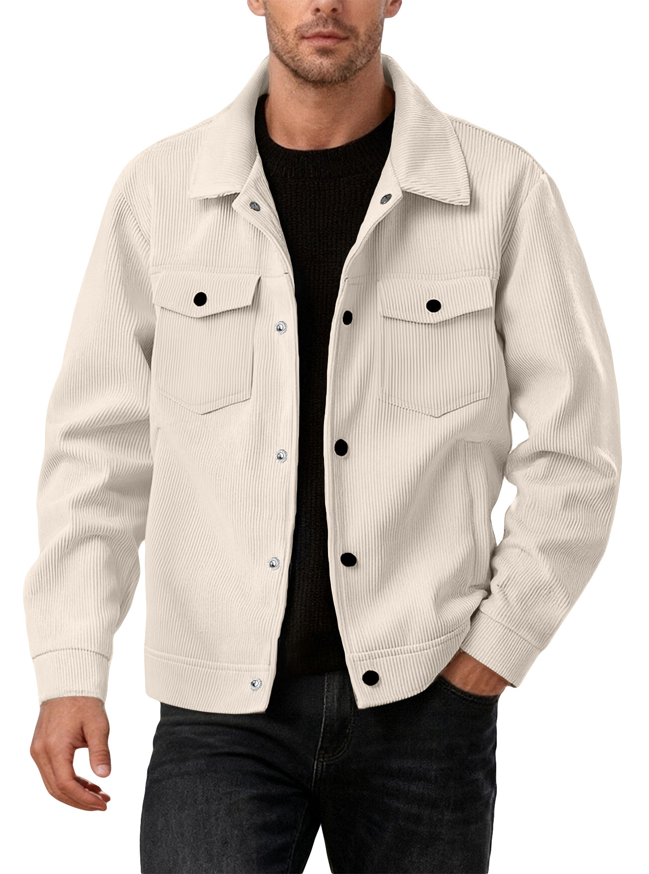 Mens Sporty Casual Jacket With A Lapel Long Sleeves And Pockets - Image 5
