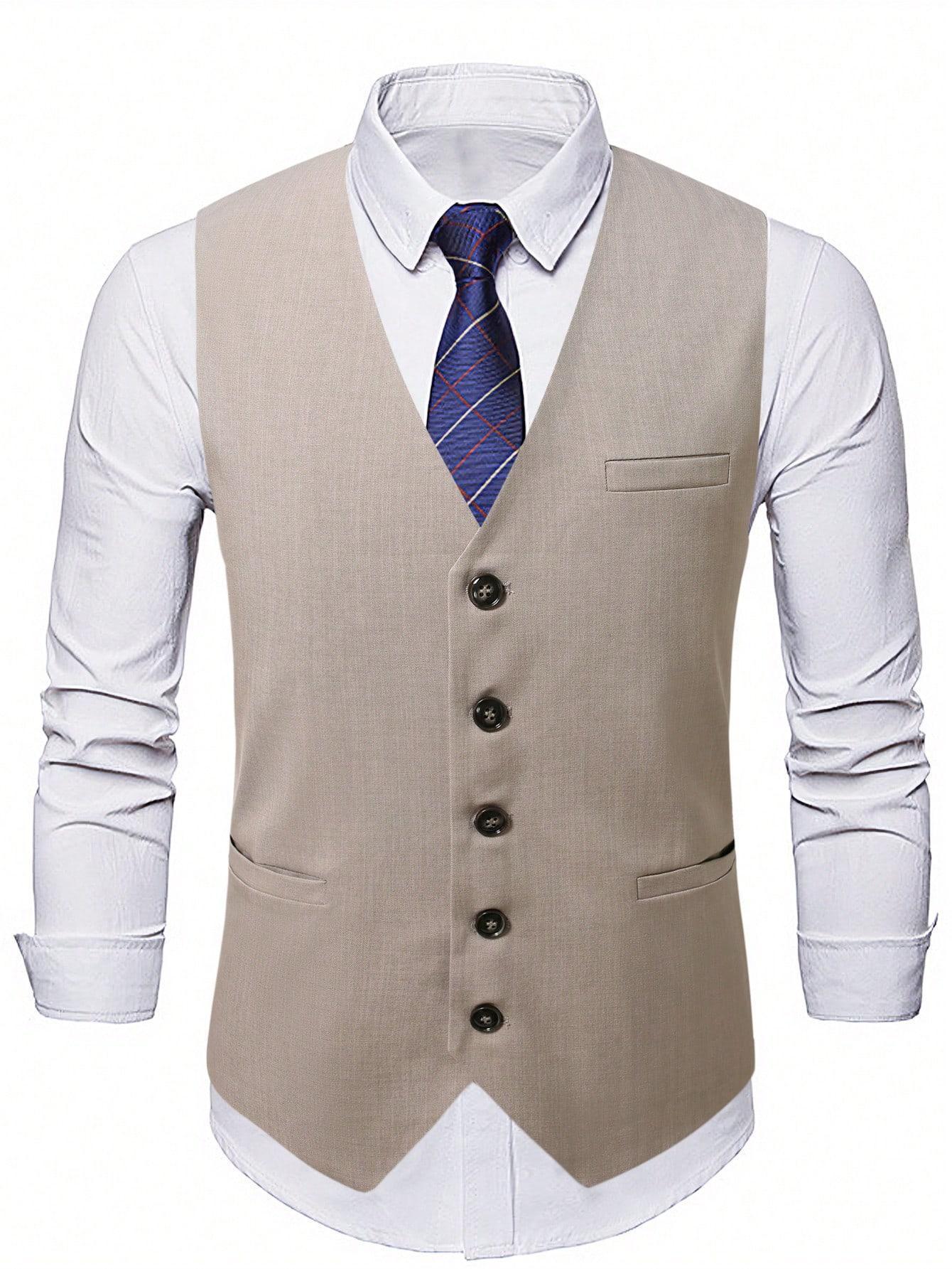 Mens Light Business-Style V-Neck Suit Vest - Image 4