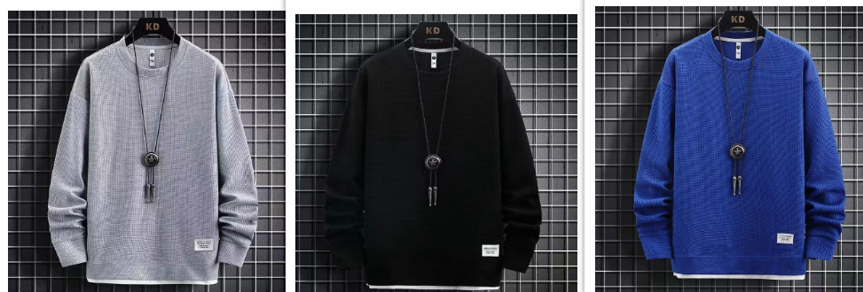 Waffle Casual Sports Round Neck Sweater - Image 5