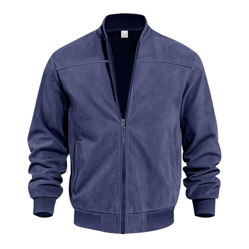 Men's Casual Plus Size Suede Zipper Men's Jacket - Image 3