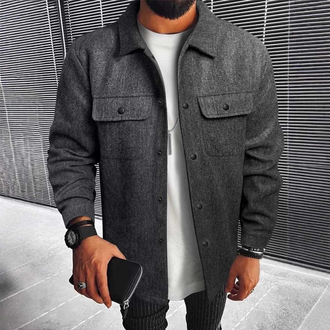 New Mens Button-front Overcoat With Flap Pockets - Image 5