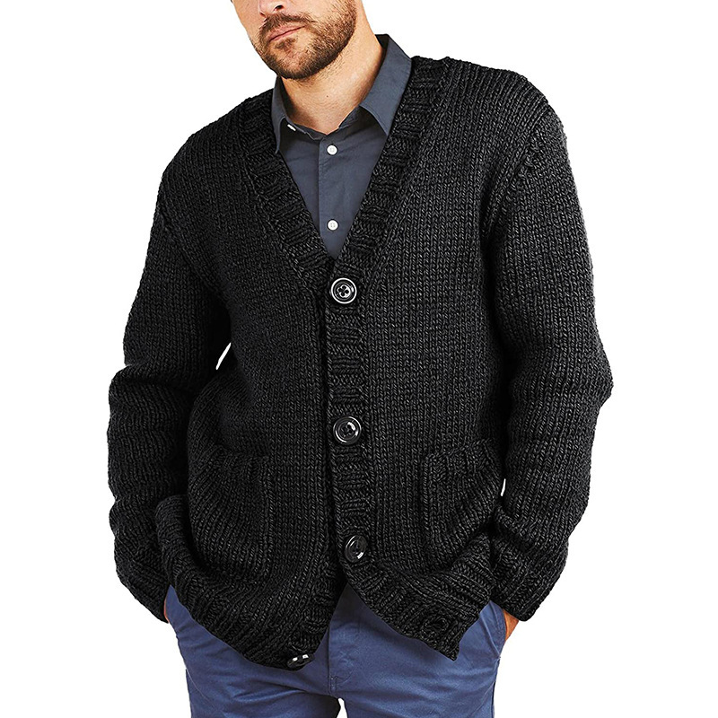 Thickened Long-Sleeved Slim Brown Lapel Cardigan Jacket - Image 3