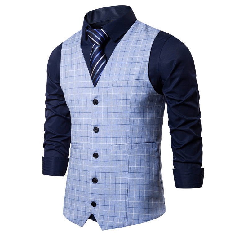 Men's Slim Fit Checkered Button Vest - Image 8