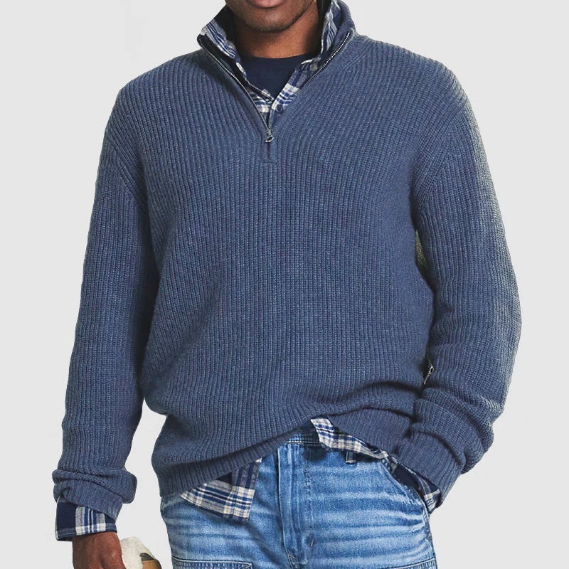 Foreign Trade Men's Business Casual Loose Zip Stand Collar Sweater - Image 4