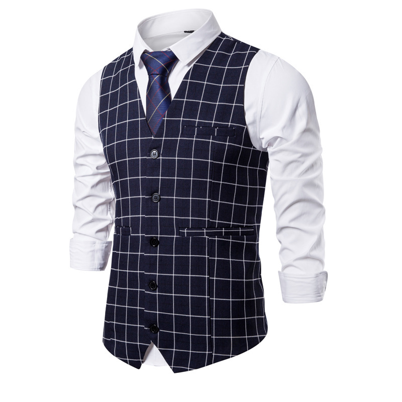 Men's Slim Fit Checkered Button Vest - Image 7