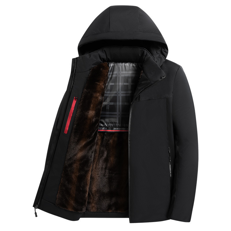 Dad Cotton Men Velvet Padded Thickened Coat - Image 2